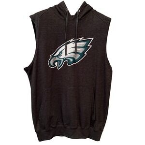 NFL Team Apparel Philadelphia Eagles Sleeveless Hoodie Charcoal Gym Mens 1XL